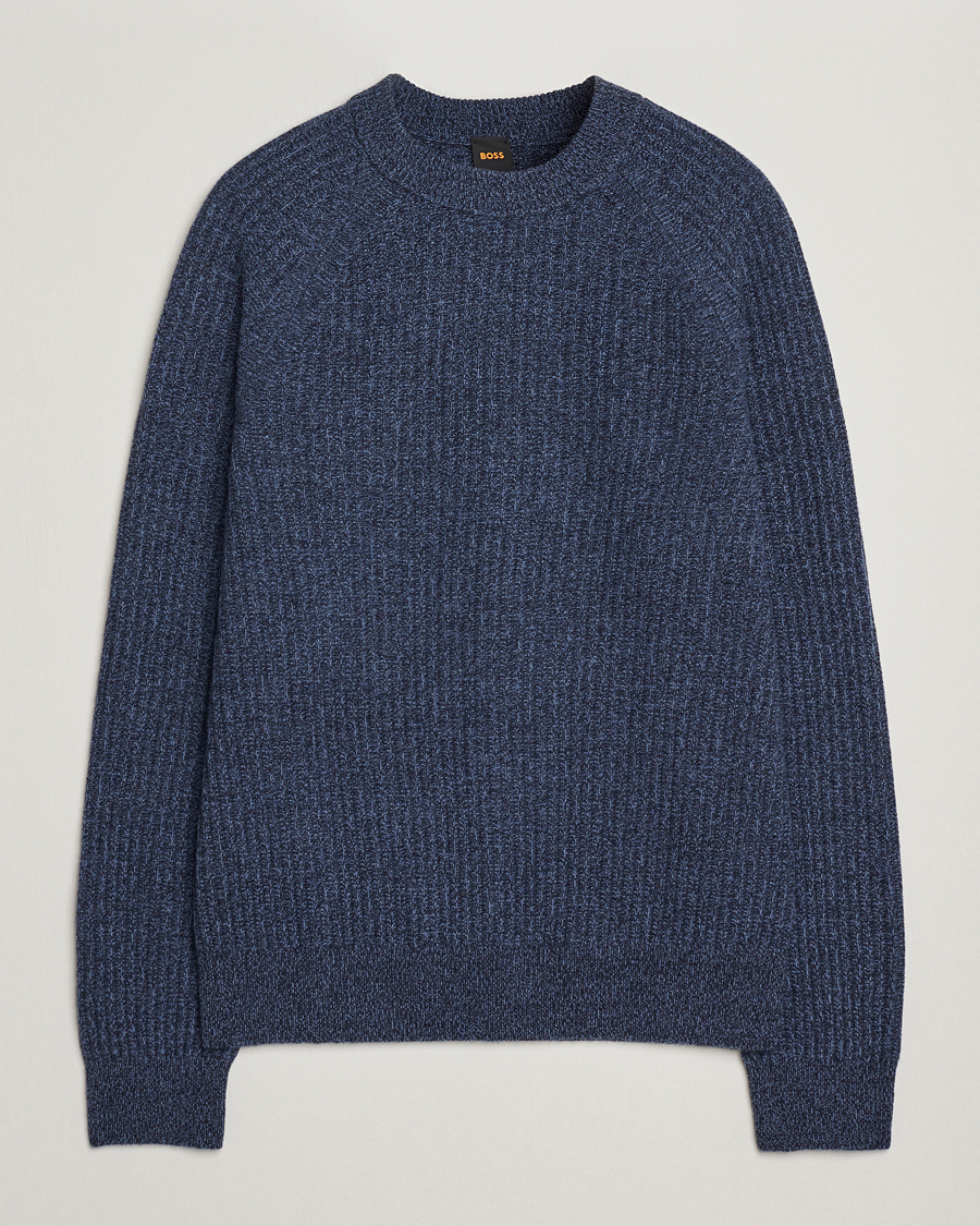 Homme | Pulls Et Tricots | BOSS ORANGE | Klacier Ribbed Wool Knitted Sweater Open Blue