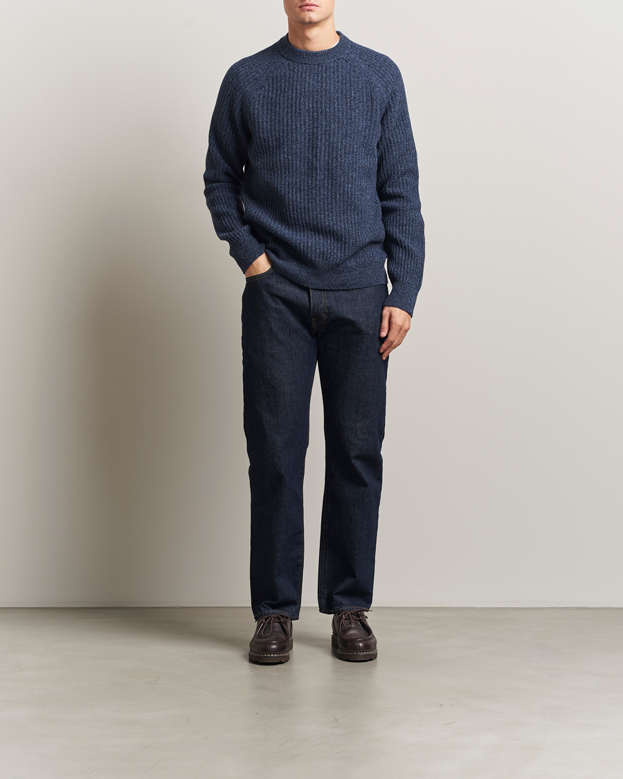 Homme | Pulls Et Tricots | BOSS ORANGE | Klacier Ribbed Wool Knitted Sweater Open Blue