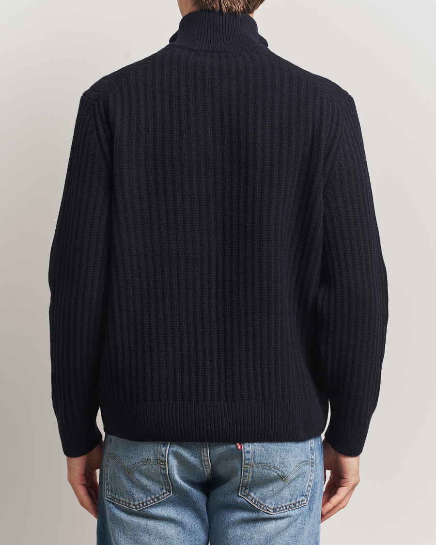 Homme | Pulls Et Tricots | BOSS ORANGE | Kwinter Ribbed Wool Knitted Half Zip Dark Blue
