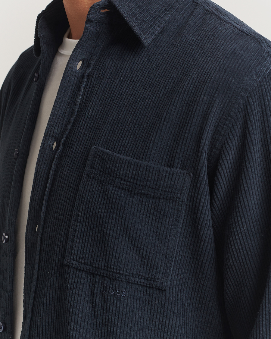 Homme | Chemises | BOSS ORANGE | Relegant Corduroy Shirt Dark Blue