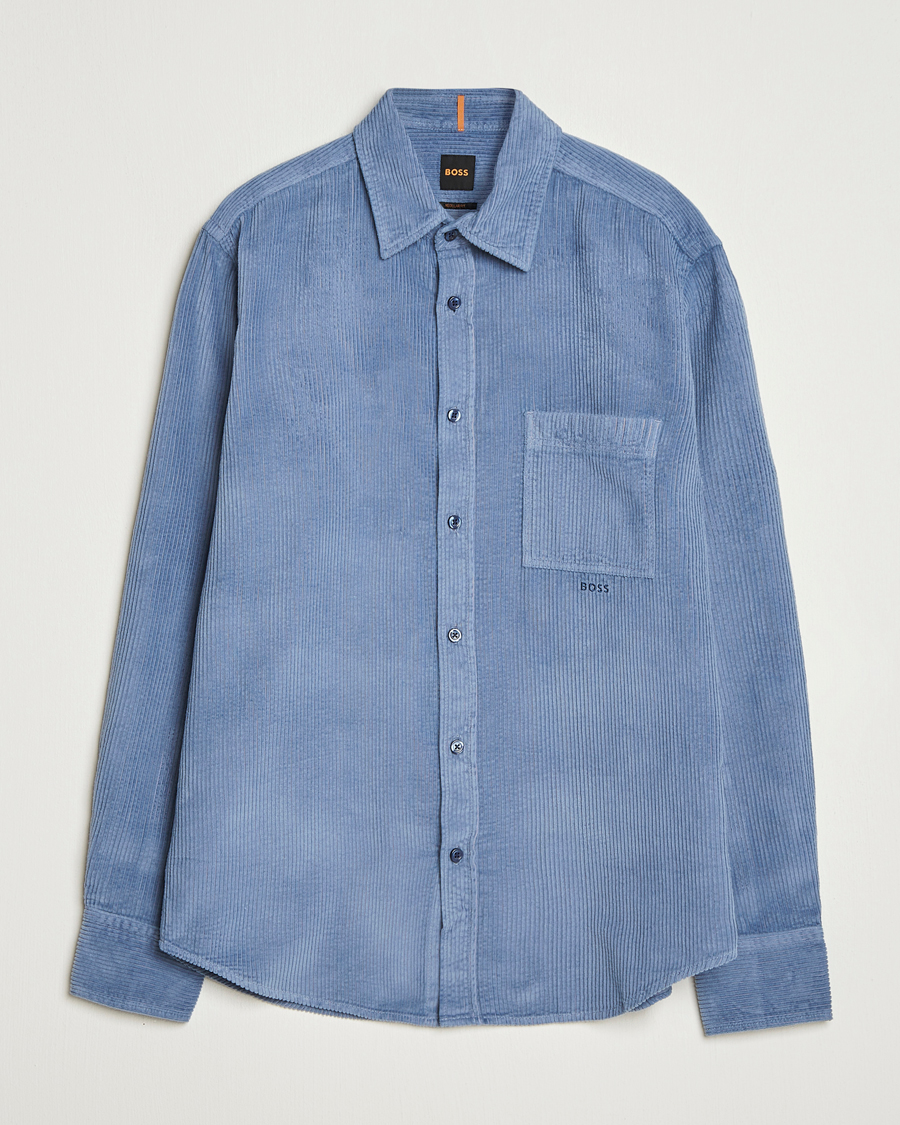 Homme | Chemises | BOSS ORANGE | Relegant Corduroy Shirt Open Blue