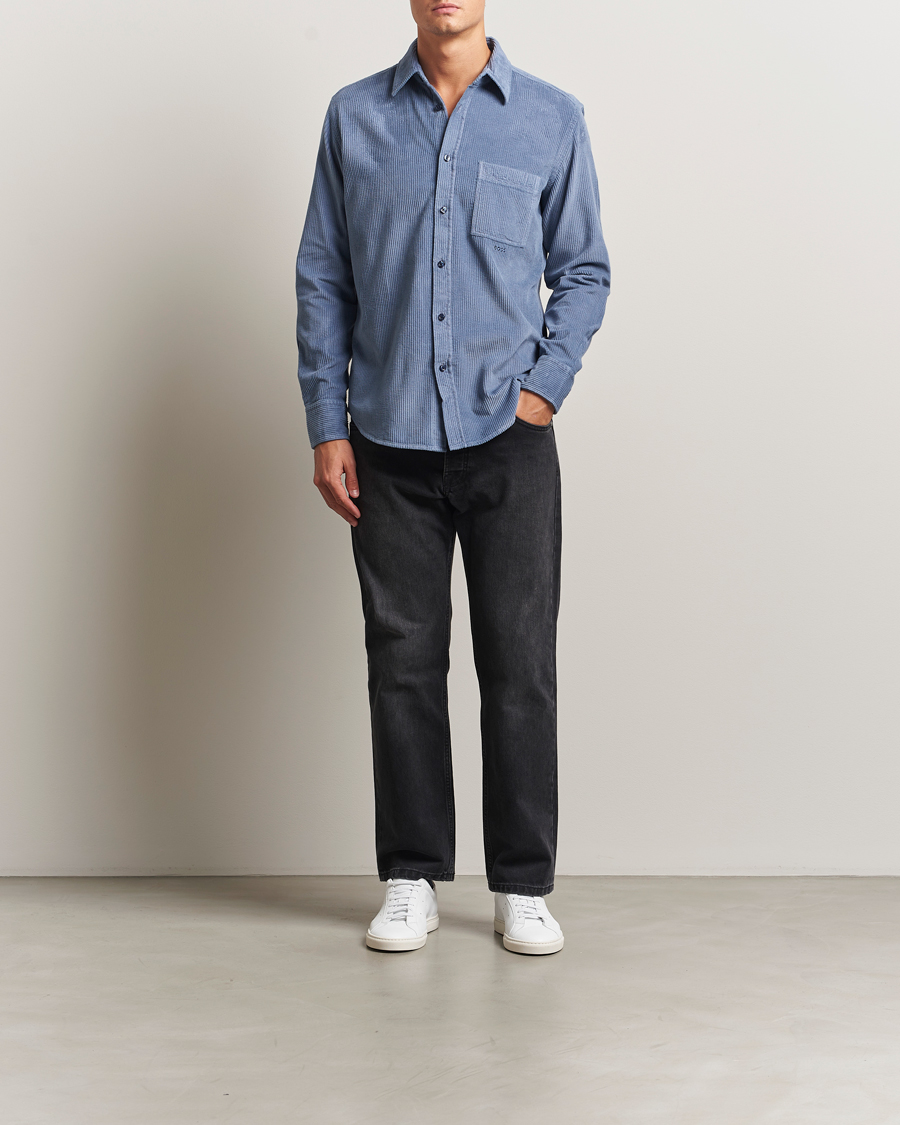 Homme | Chemises | BOSS ORANGE | Relegant Corduroy Shirt Open Blue