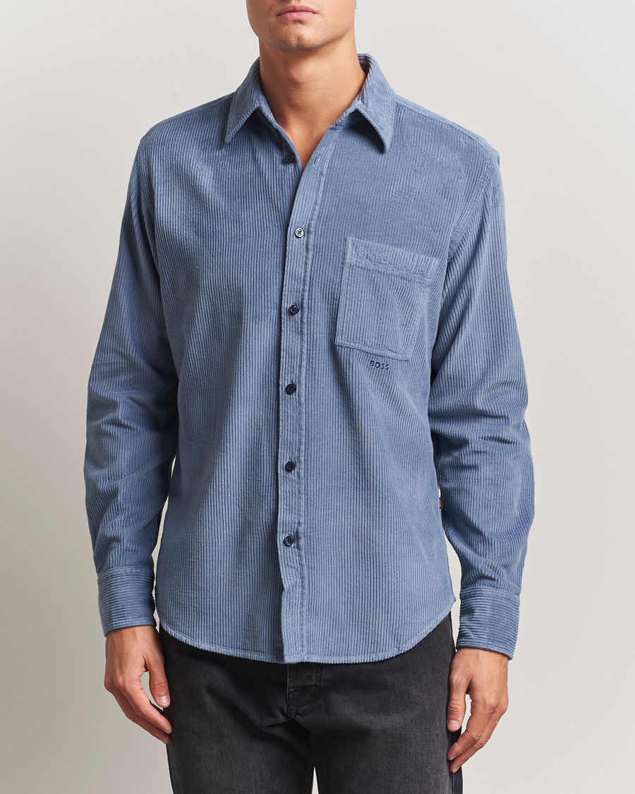 Homme | Chemises | BOSS ORANGE | Relegant Corduroy Shirt Open Blue