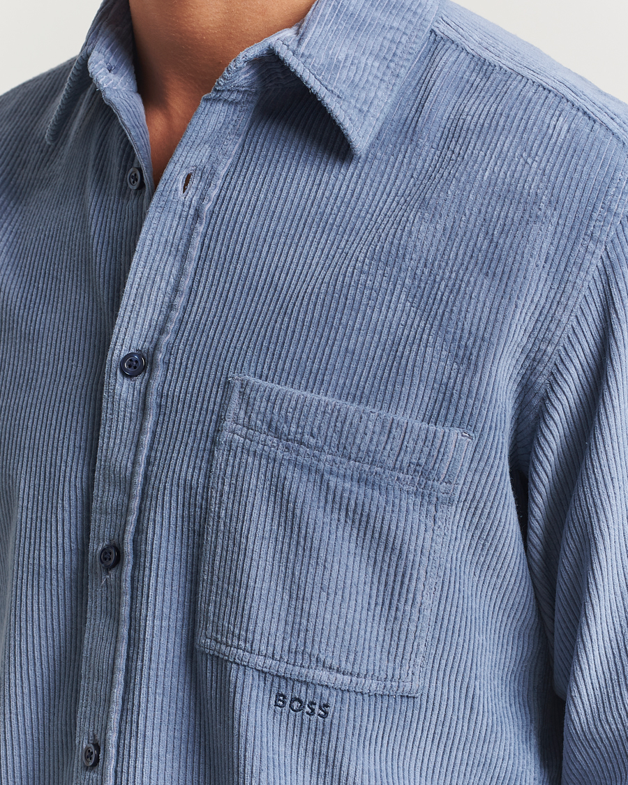 Homme | Chemises | BOSS ORANGE | Relegant Corduroy Shirt Open Blue