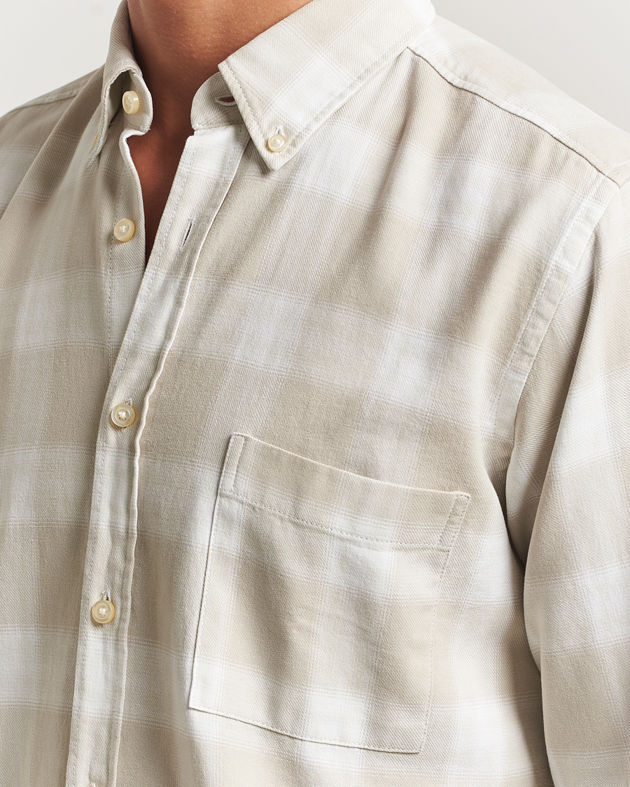 Homme | Chemises | BOSS ORANGE | Rickert Brushed Cotton Checked Shirt Light Beige