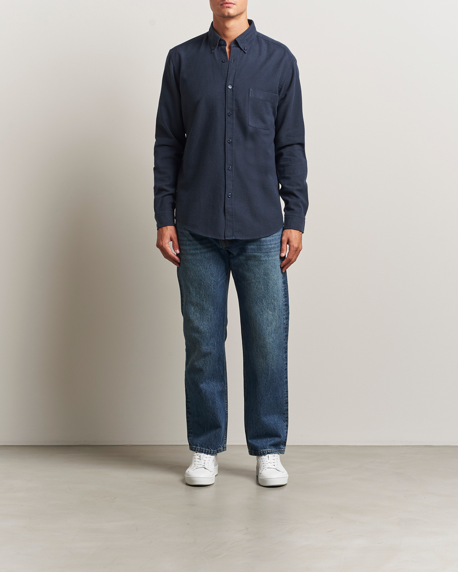 Homme | Chemises | BOSS ORANGE | Rickert Brushed Cotton Shirt Dark Blue