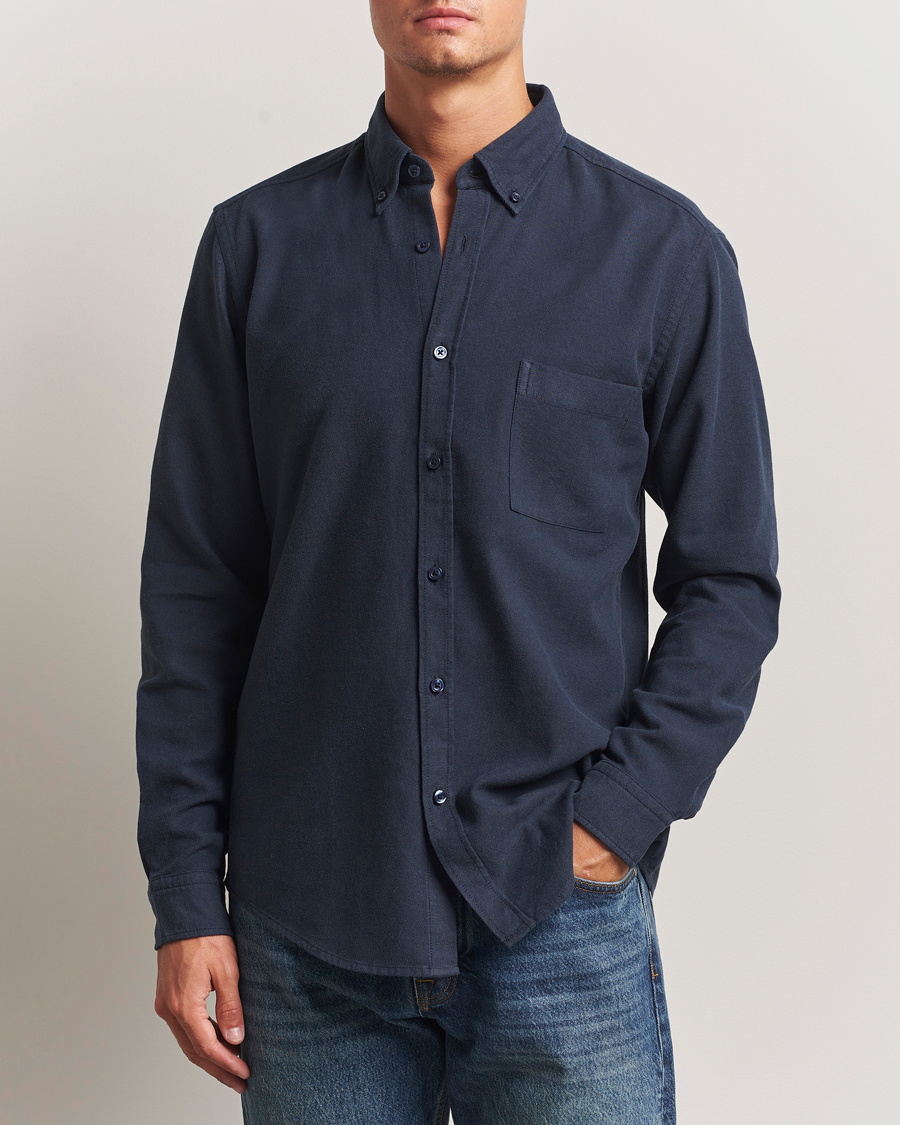 Homme | Chemises | BOSS ORANGE | Rickert Brushed Cotton Shirt Dark Blue