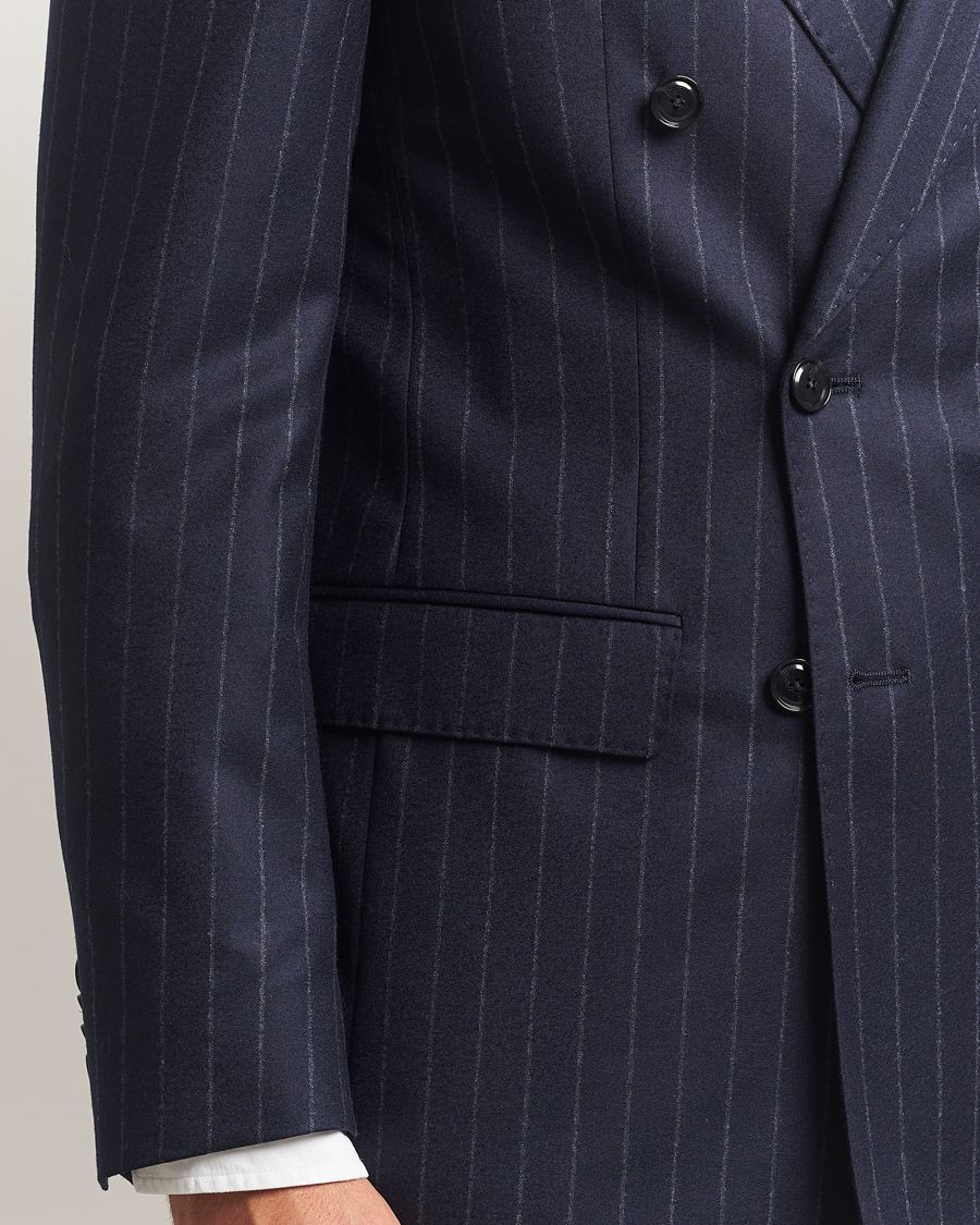 Homme | Costumes | BOSS BLACK | Huge Wool Double Breasted Pinstriped Suit Dark Blue