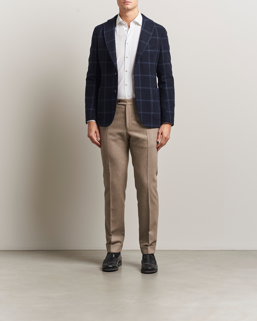 Homme | Blazers | BOSS BLACK | Hanry Wool Checked Blazer Dark Blue