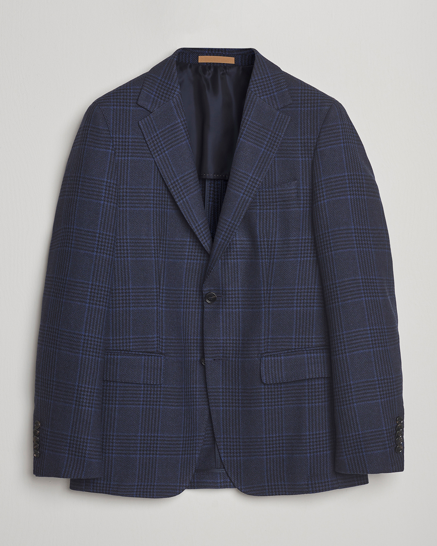 Homme | Blazers | BOSS CAMEL | Jeff Wool Checked Blazer Dark Blue