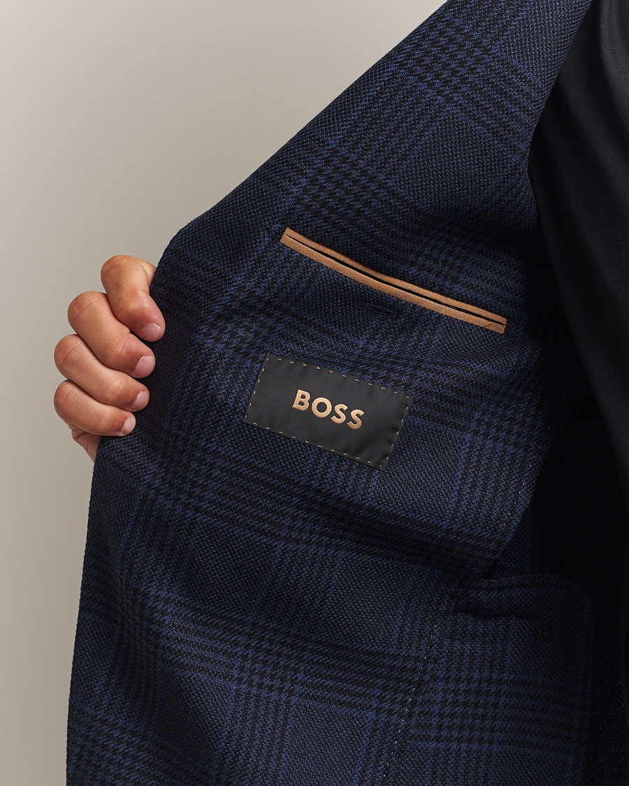 Homme | Blazers | BOSS CAMEL | Jeff Wool Checked Blazer Dark Blue