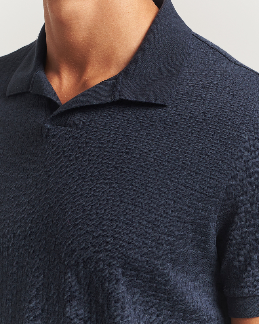 Homme | Polos | BOSS CAMEL | Parson Structured Open Collar Polo Dark Blue