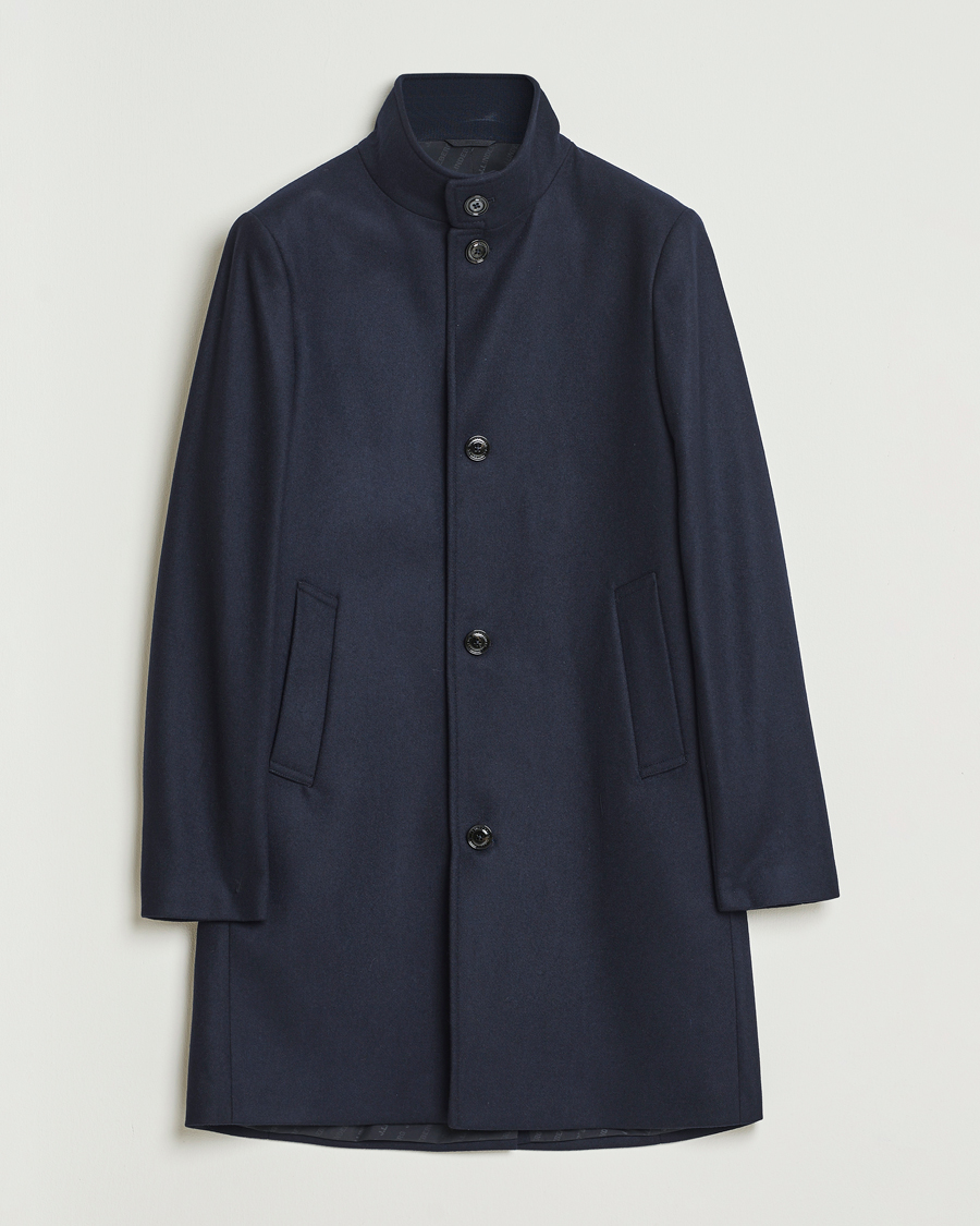 Homme | Manteaux Et Vestes | J.Lindeberg | Jesse Stand Up Wool Melton Coat Navy