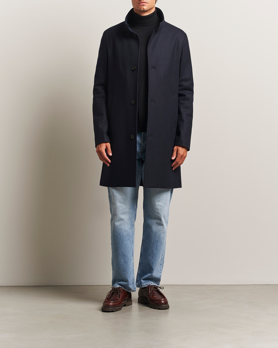 Homme | Manteaux Et Vestes | J.Lindeberg | Jesse Stand Up Wool Melton Coat Navy