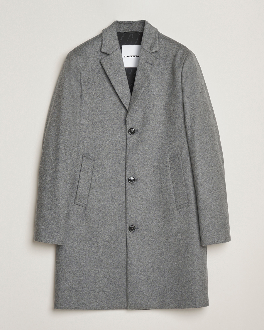 Homme | Manteaux Et Vestes | J.Lindeberg | August Wool/Cashmere Melton Coat Dark Grey Melange