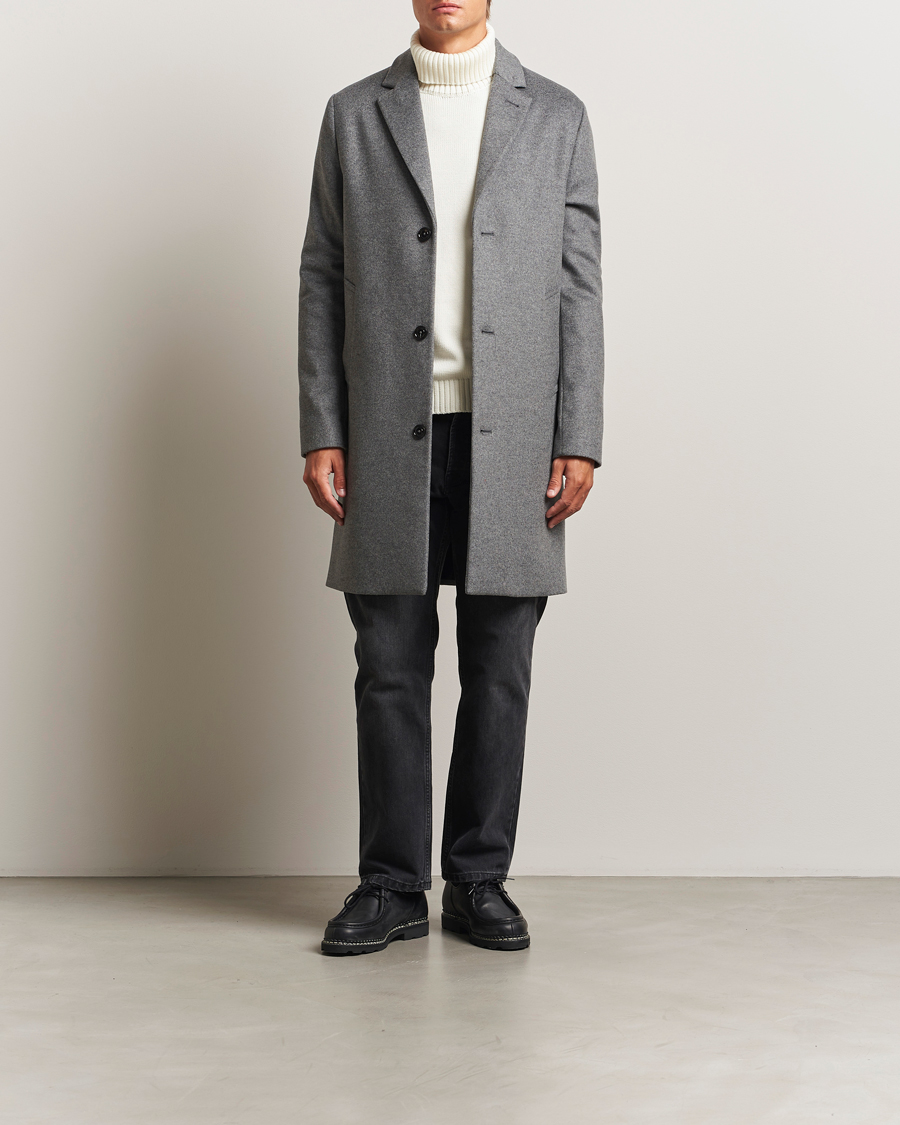 Homme | Manteaux Et Vestes | J.Lindeberg | August Wool/Cashmere Melton Coat Dark Grey Melange