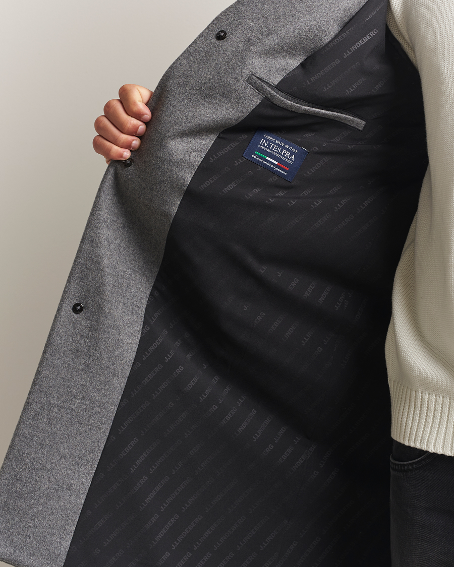 Homme | Manteaux Et Vestes | J.Lindeberg | August Wool/Cashmere Melton Coat Dark Grey Melange