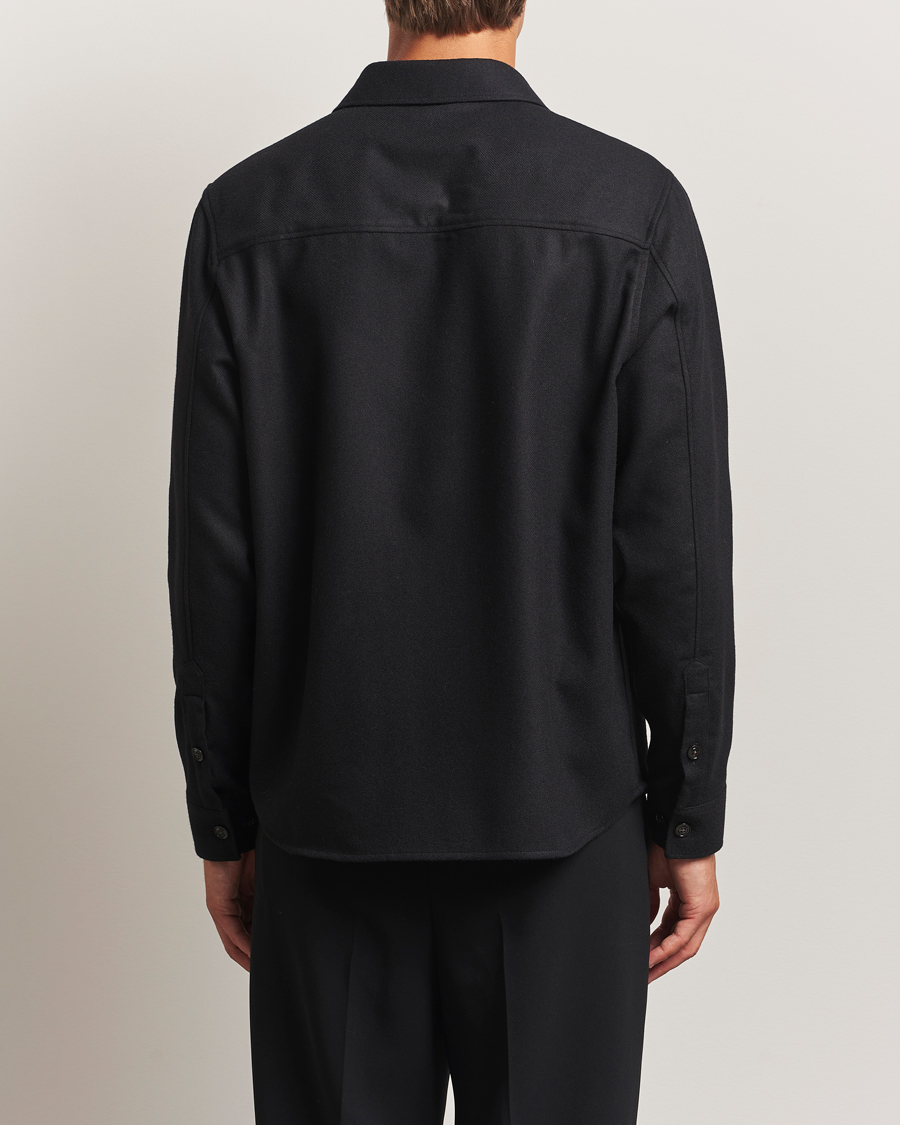 Homme | Chemises | J.Lindeberg | Flat Wool Overshirt Black
