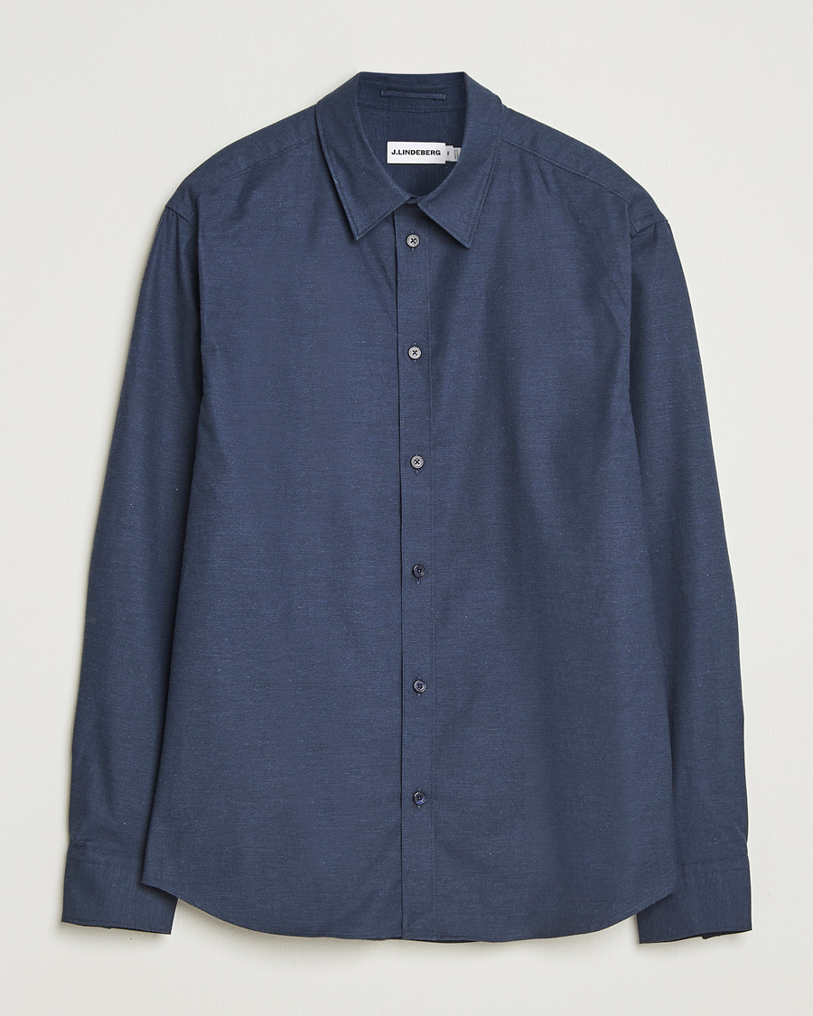Homme | Chemises | J.Lindeberg | Slim Fit Light Flannel Shirt Navy