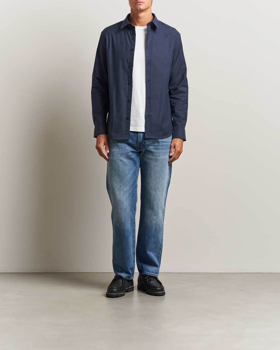 Homme | Chemises | J.Lindeberg | Slim Fit Light Flannel Shirt Navy
