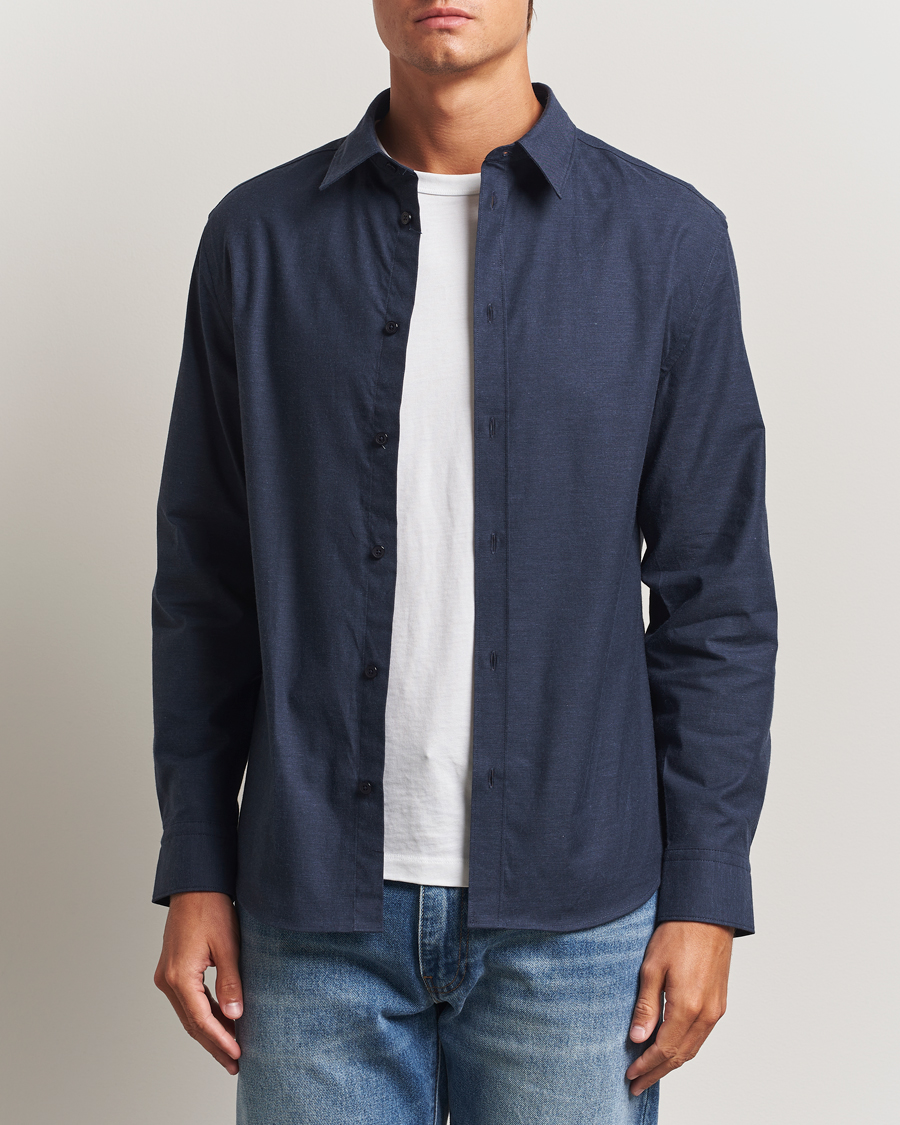 Homme | Chemises | J.Lindeberg | Slim Fit Light Flannel Shirt Navy