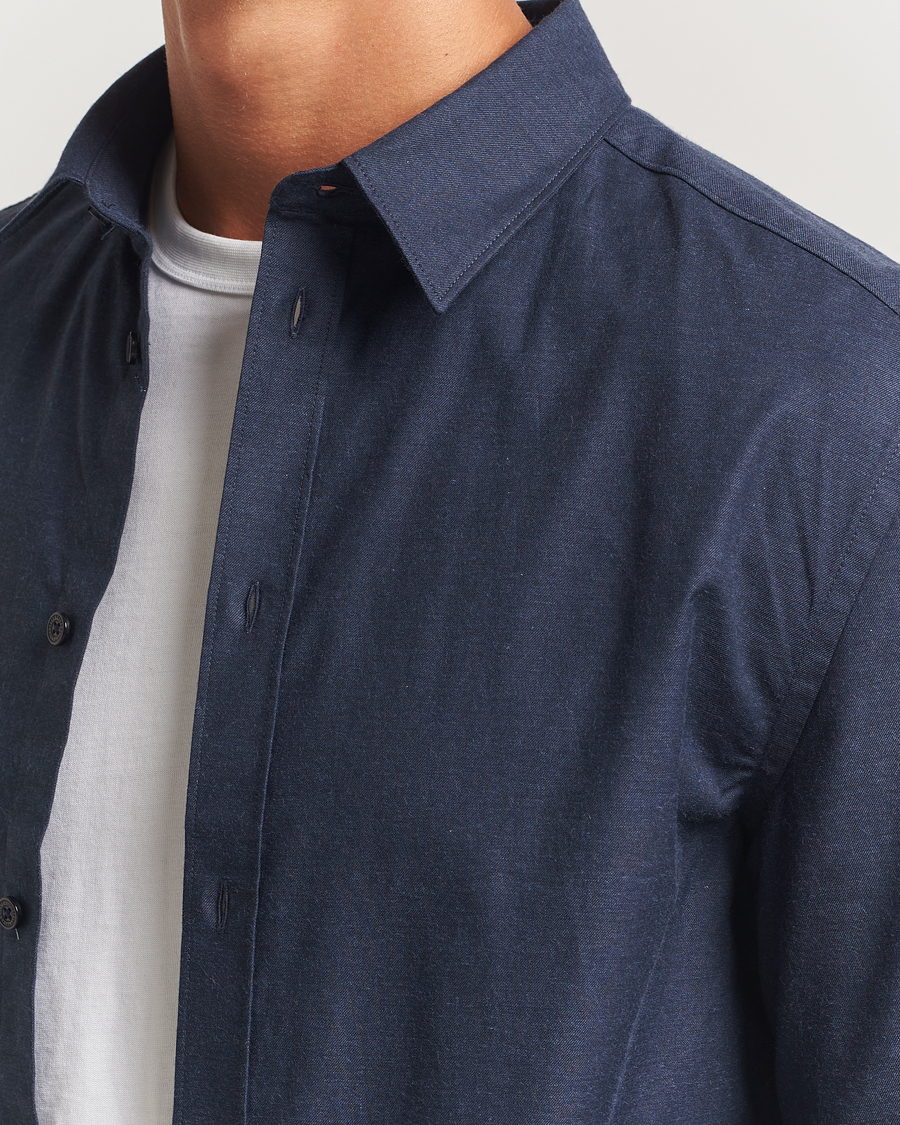 Homme | Chemises | J.Lindeberg | Slim Fit Light Flannel Shirt Navy