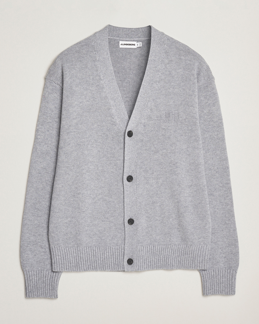 Homme | Pulls Et Tricots | J.Lindeberg | Eddy Wool/Cotton Knitted Cardigan Light Grey Melange