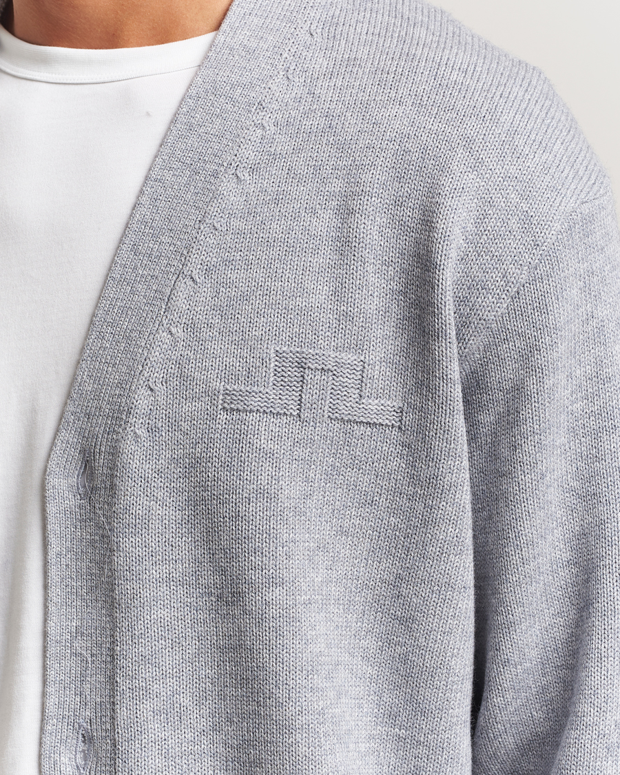 Homme | Pulls Et Tricots | J.Lindeberg | Eddy Wool/Cotton Knitted Cardigan Light Grey Melange