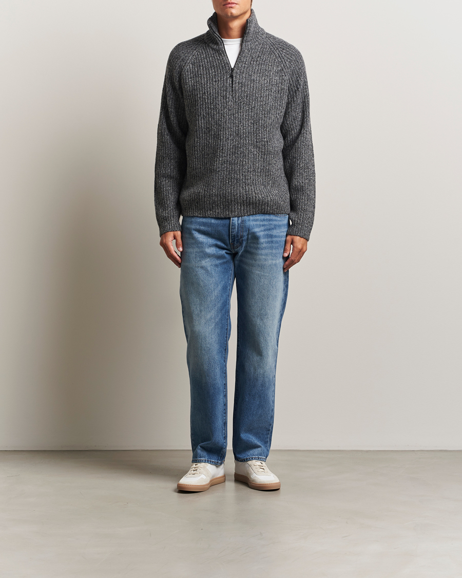 Homme | Pulls Et Tricots | J.Lindeberg | Victor Wool Half Zip Dark Grey Melange