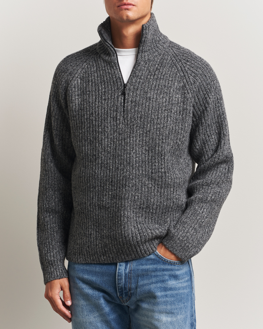 Homme | Pulls Et Tricots | J.Lindeberg | Victor Wool Half Zip Dark Grey Melange