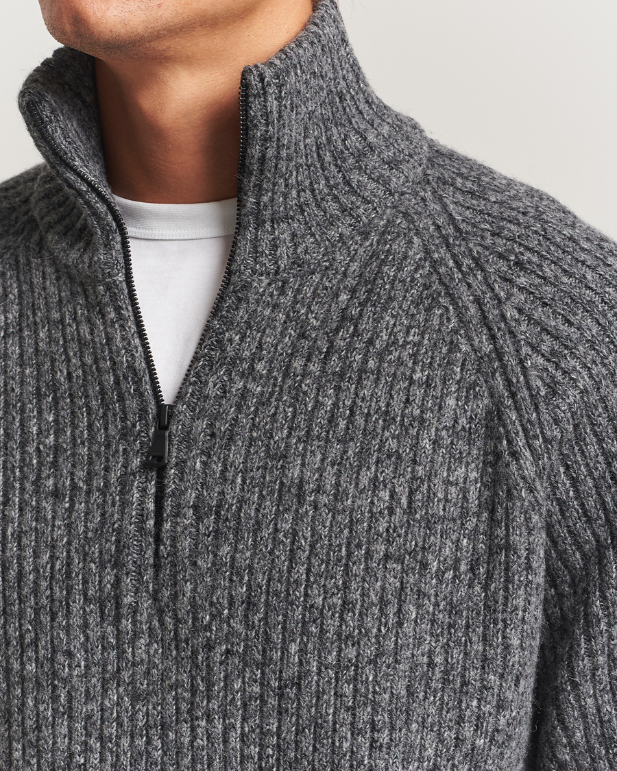 Homme | Pulls Et Tricots | J.Lindeberg | Victor Wool Half Zip Dark Grey Melange