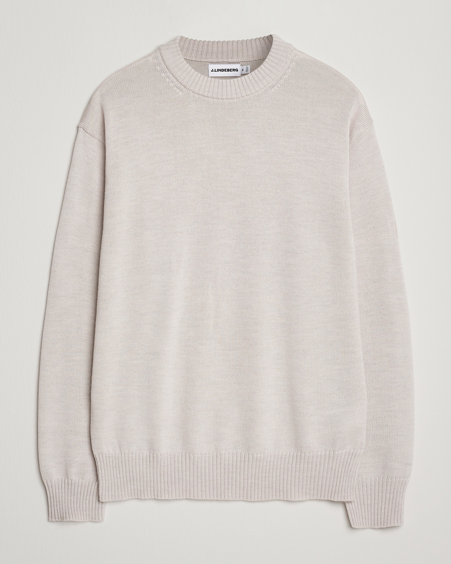 Homme | Pulls Et Tricots | J.Lindeberg | Kino Merino Crew Neck Moonbeam Melange