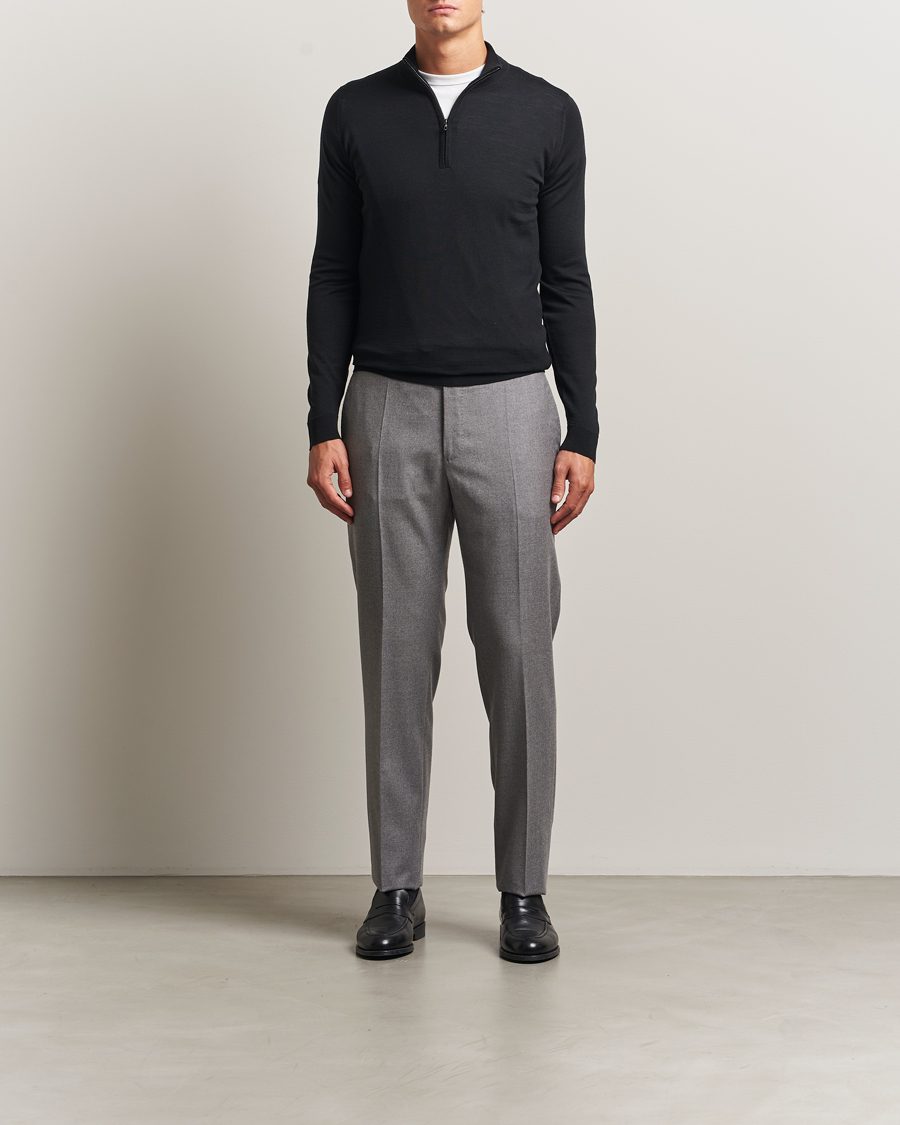 Homme | Pulls Et Tricots | John Smedley | Barrow Extra Fine Merino Half Zip Black