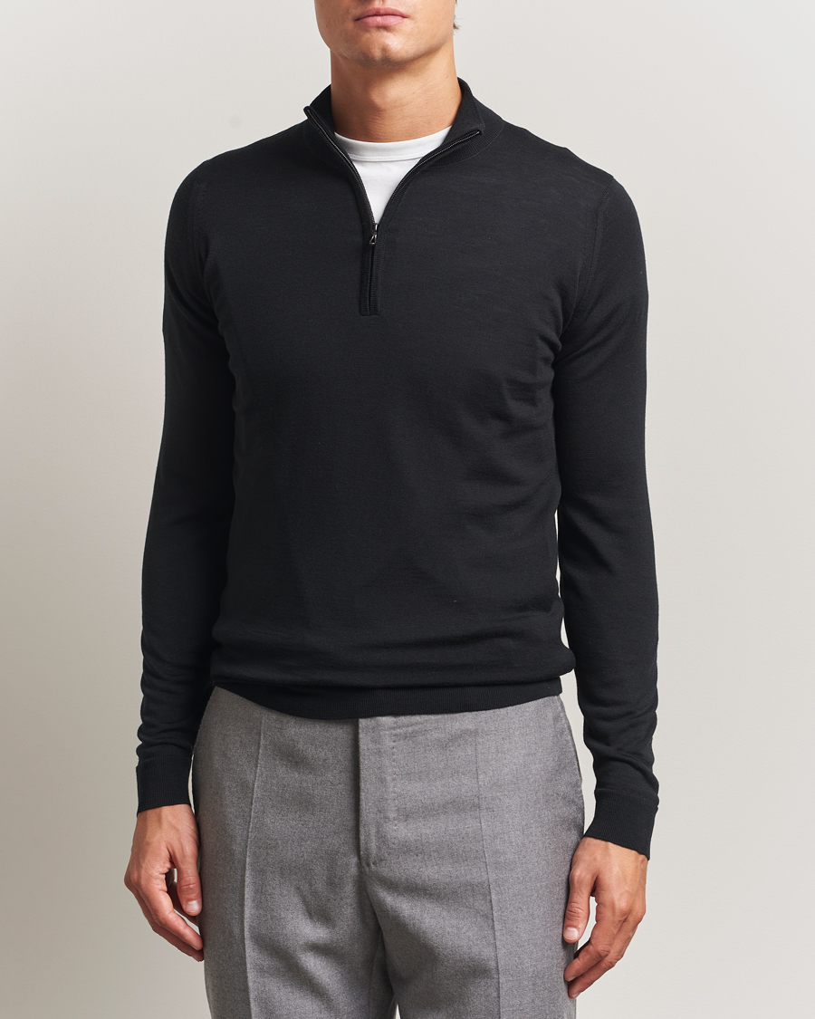 Homme | Pulls Et Tricots | John Smedley | Barrow Extra Fine Merino Half Zip Black