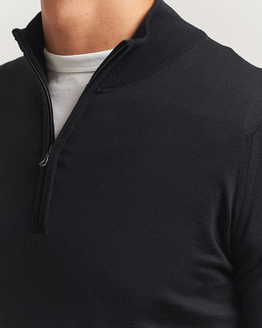 Homme | Pulls Et Tricots | John Smedley | Barrow Extra Fine Merino Half Zip Black