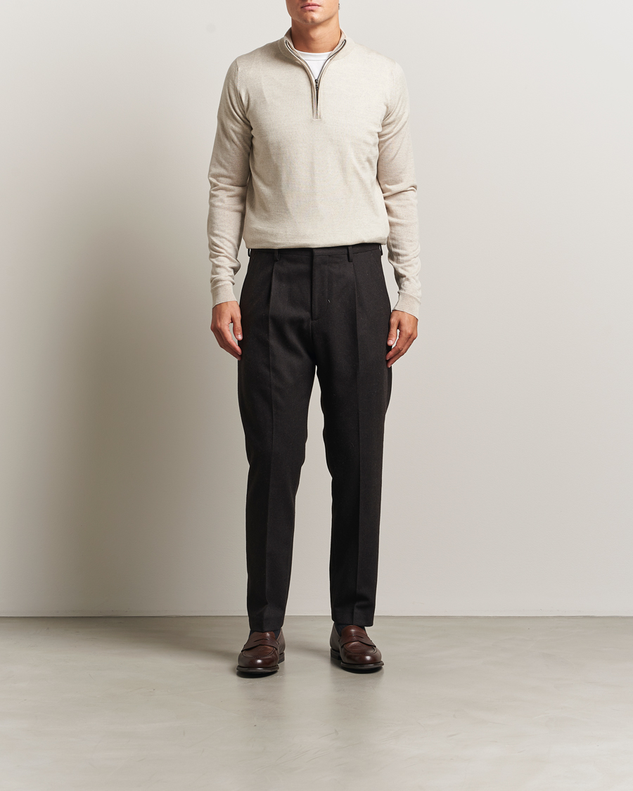 Homme | Pulls Et Tricots | John Smedley | Barrow Extra Fine Merino Half Zip Grey Fleece