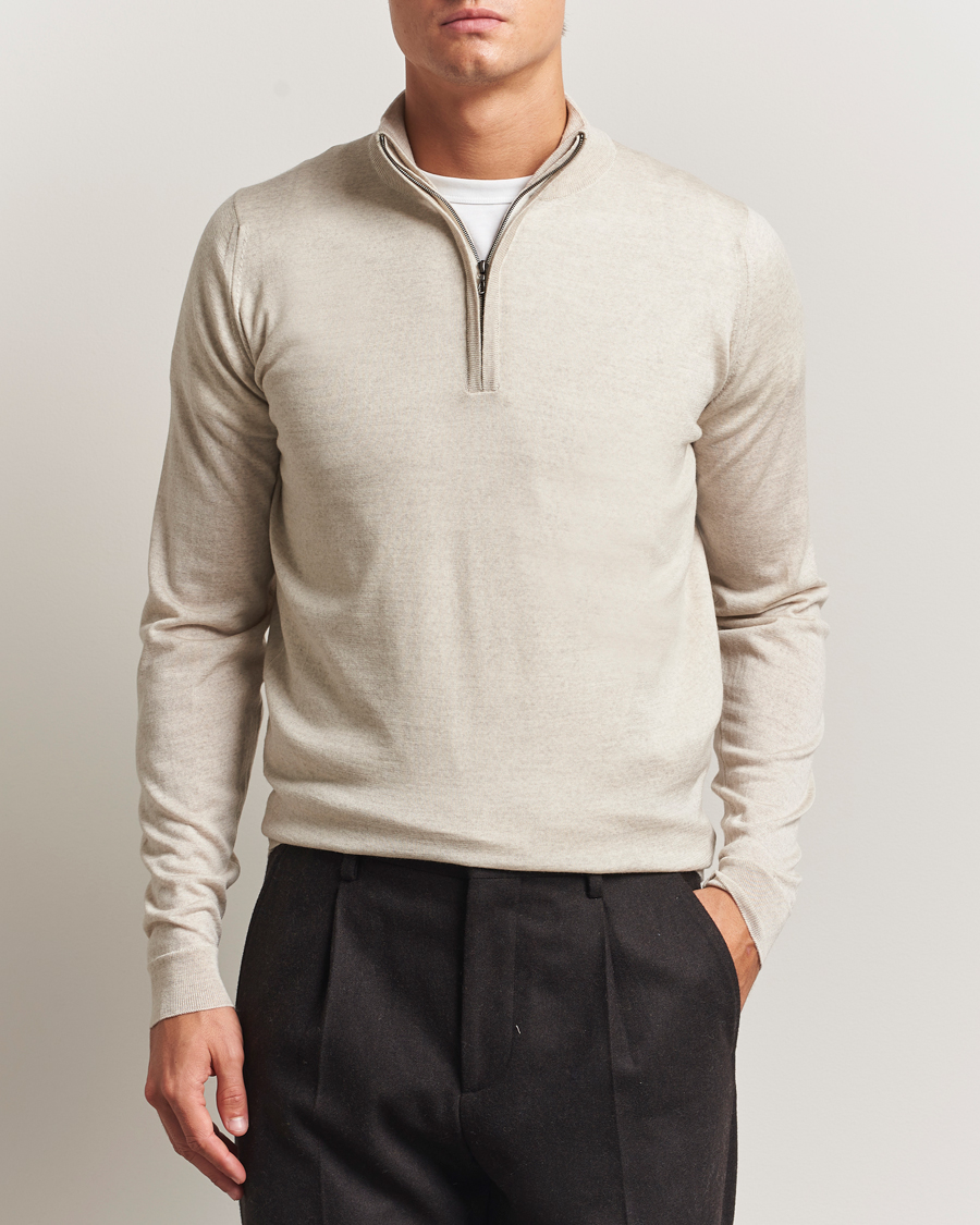 Homme | Pulls Et Tricots | John Smedley | Barrow Extra Fine Merino Half Zip Grey Fleece