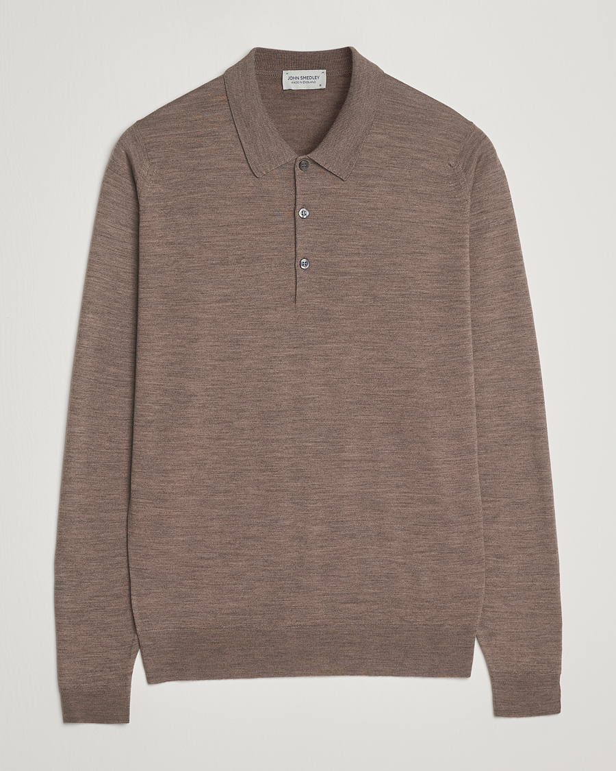 Homme | Pulls Et Tricots | John Smedley | Belper Extra Fine Merino Polo Pullover Mushroom Brown