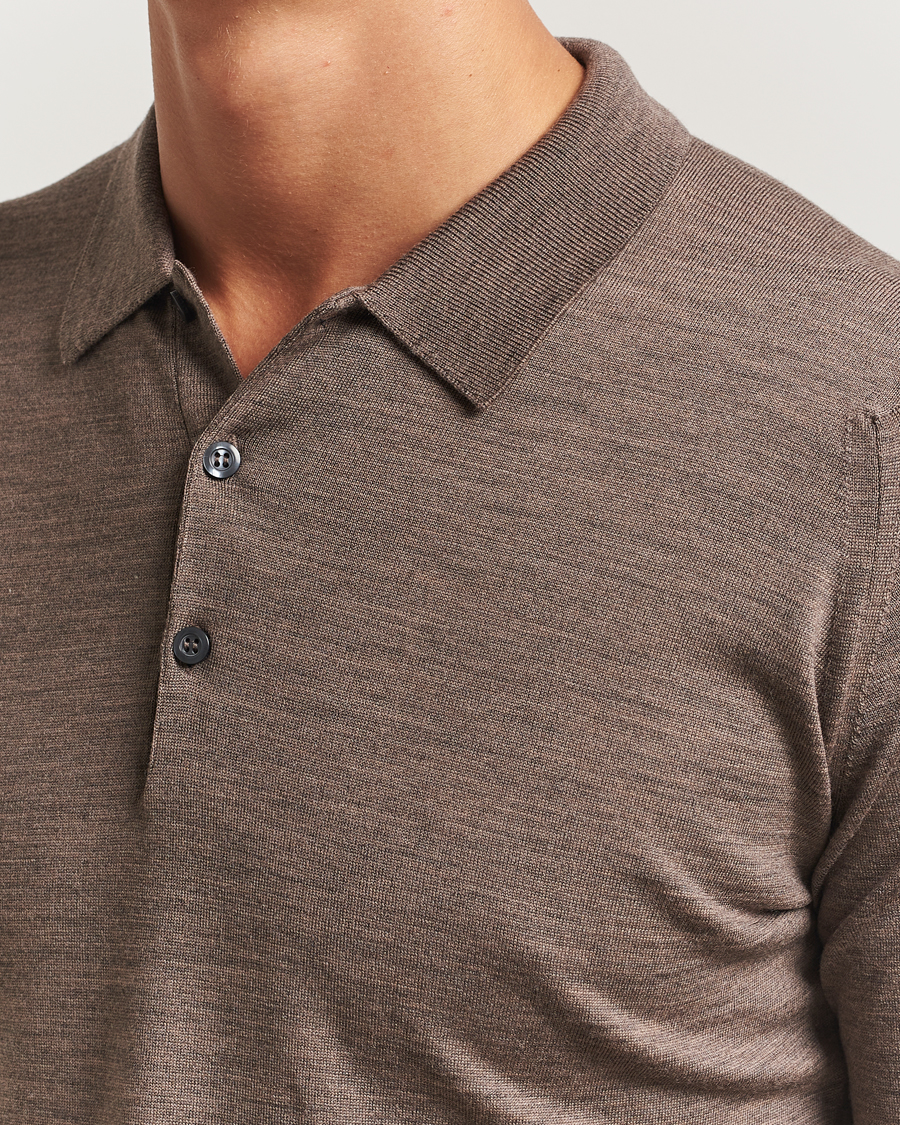 Homme | Pulls Et Tricots | John Smedley | Belper Extra Fine Merino Polo Pullover Mushroom Brown