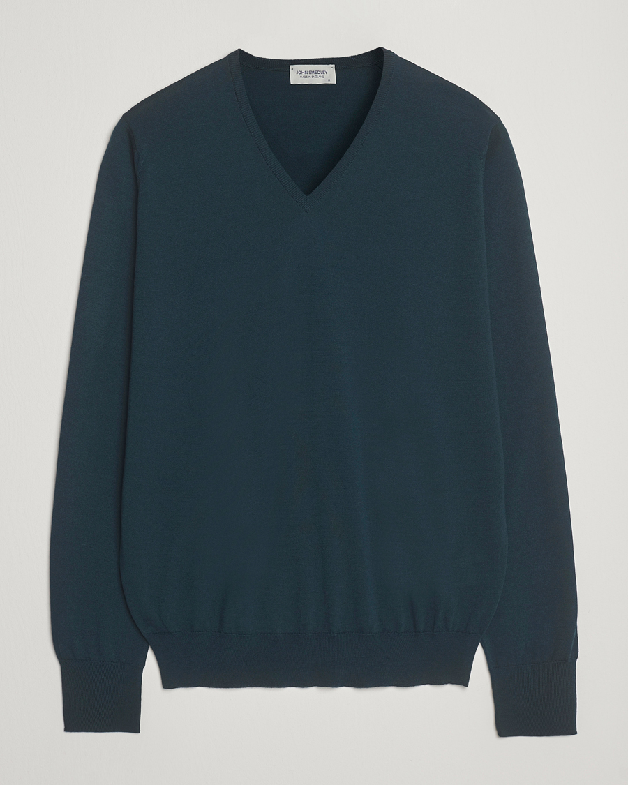 Homme | Pulls Et Tricots | John Smedley | Bobby Extra Fine Merino V-Neck Pullover Richardson Green