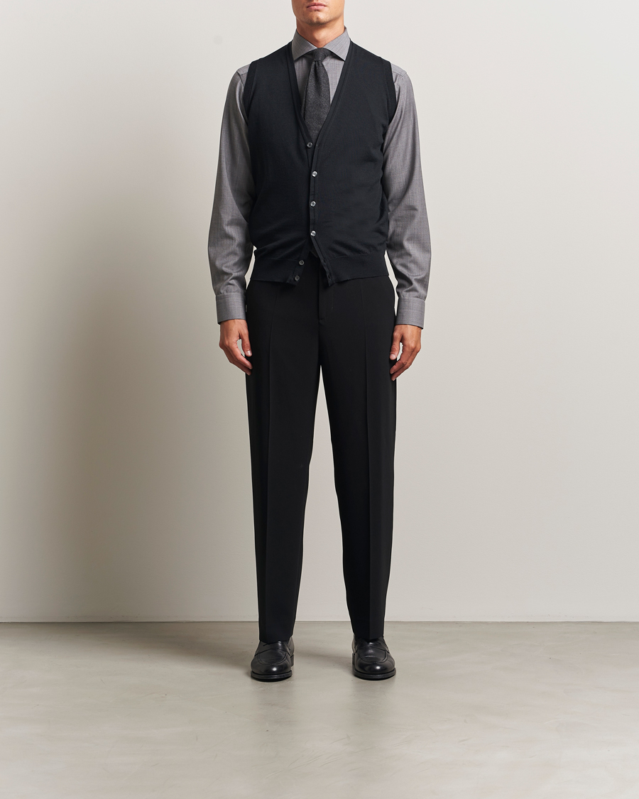 Homme | Pulls Et Tricots | John Smedley | Huntswood Slim Fit Waistcoat Black