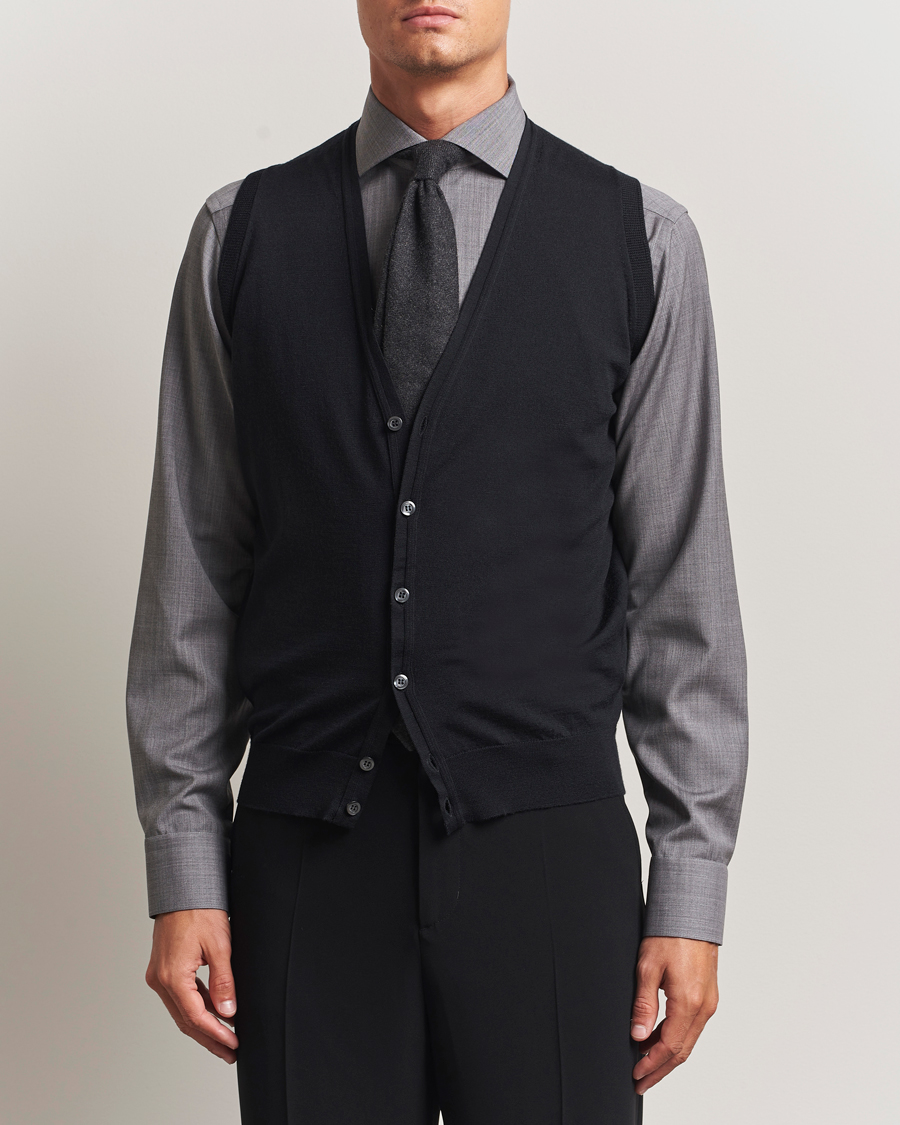 Homme | Pulls Et Tricots | John Smedley | Huntswood Slim Fit Waistcoat Black