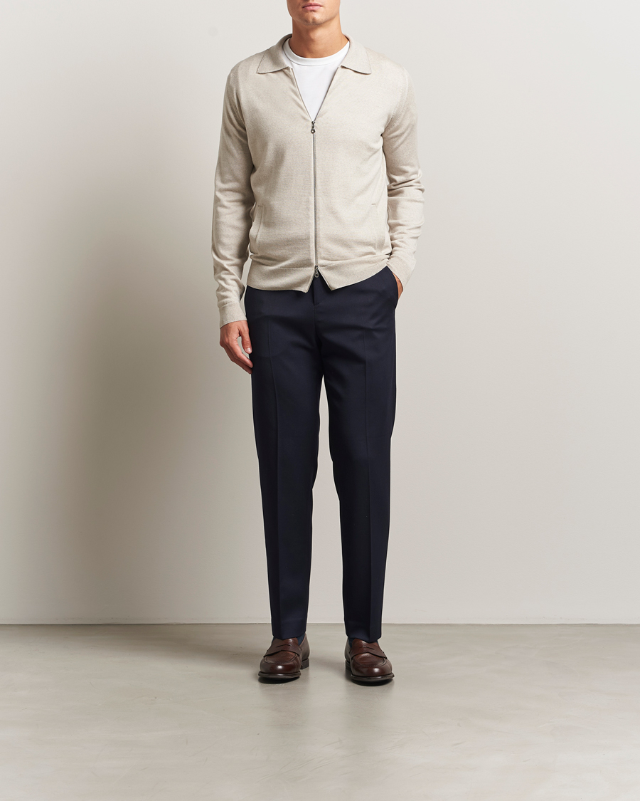 Homme | Pulls Et Tricots | John Smedley | Alston Extra Fine Merino Full Zip Grey Fleece