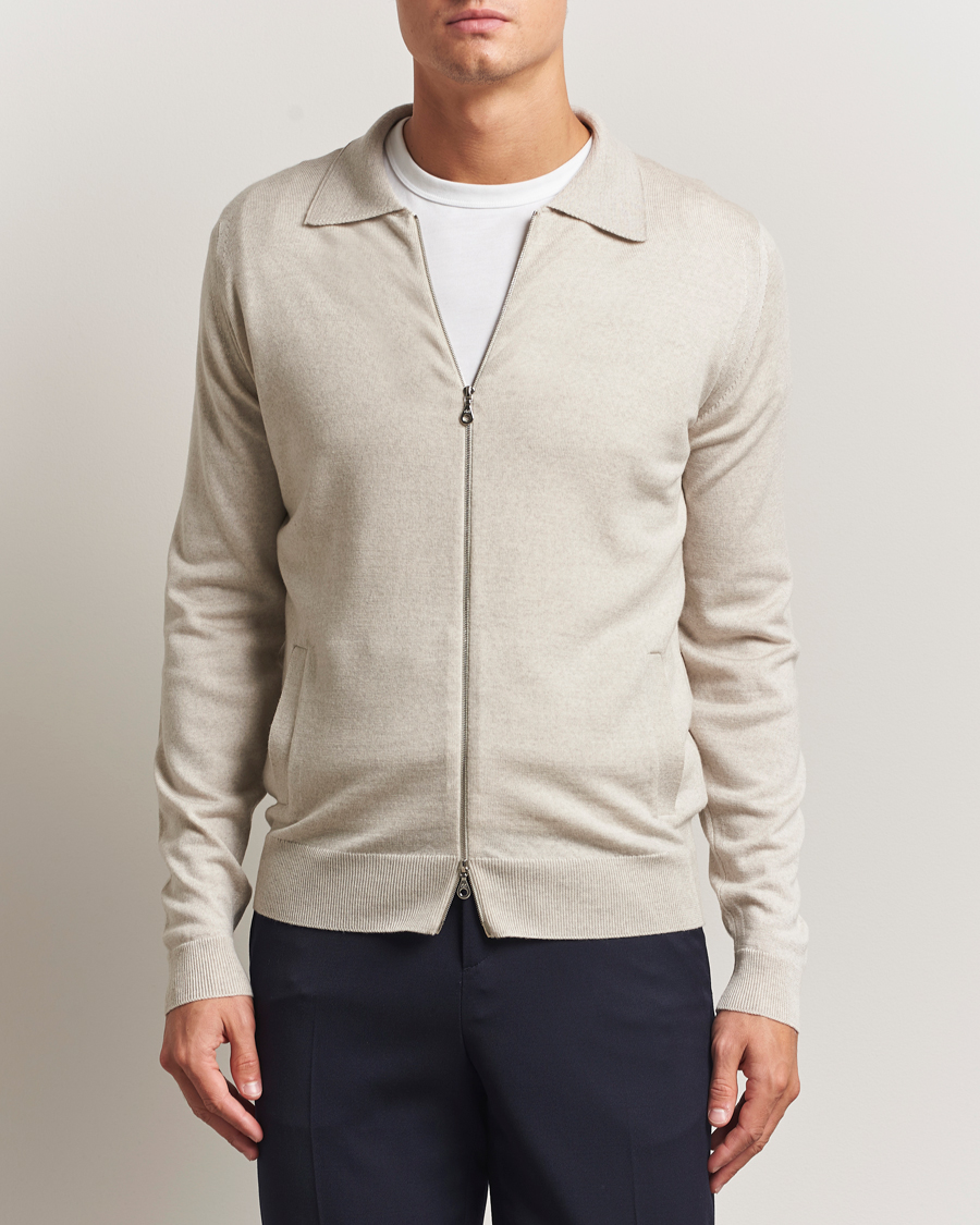 Homme | Pulls Et Tricots | John Smedley | Alston Extra Fine Merino Full Zip Grey Fleece