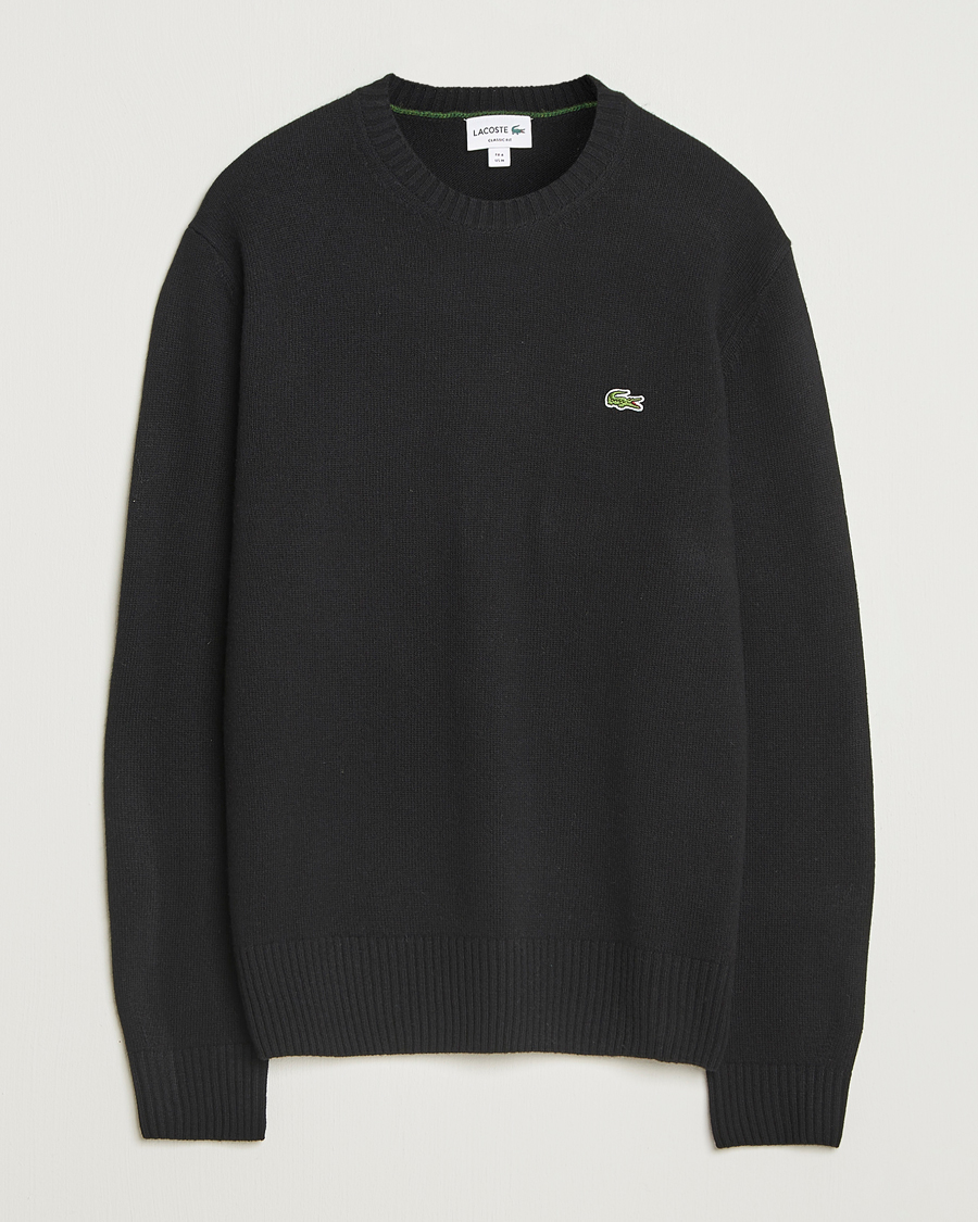Homme | Pulls Et Tricots | Lacoste | Carded Wool Crew Neck Black