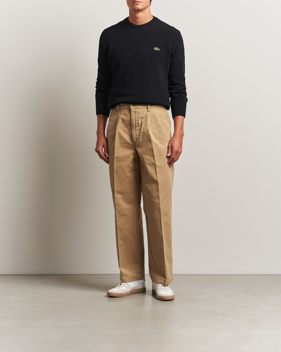Homme | Pulls Et Tricots | Lacoste | Carded Wool Crew Neck Black