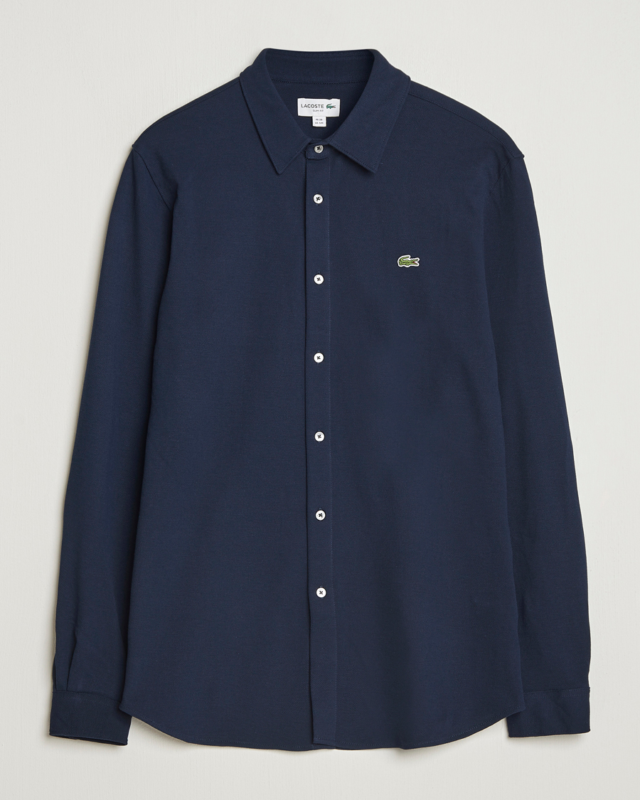 Homme | Chemises | Lacoste | Slim Fit Cotton Piqué Shirt Navy