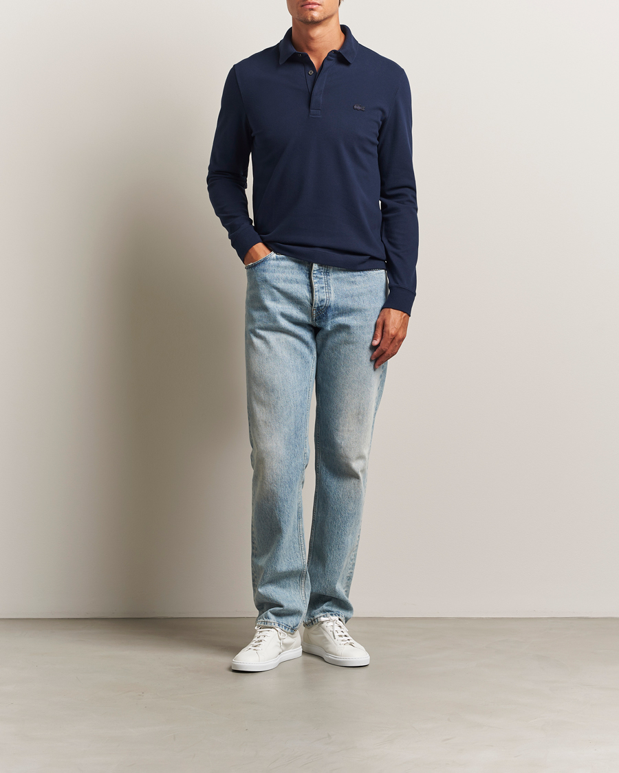 Homme | Polos | Lacoste | Paris Long Sleeve Polo Piké Navy Blue