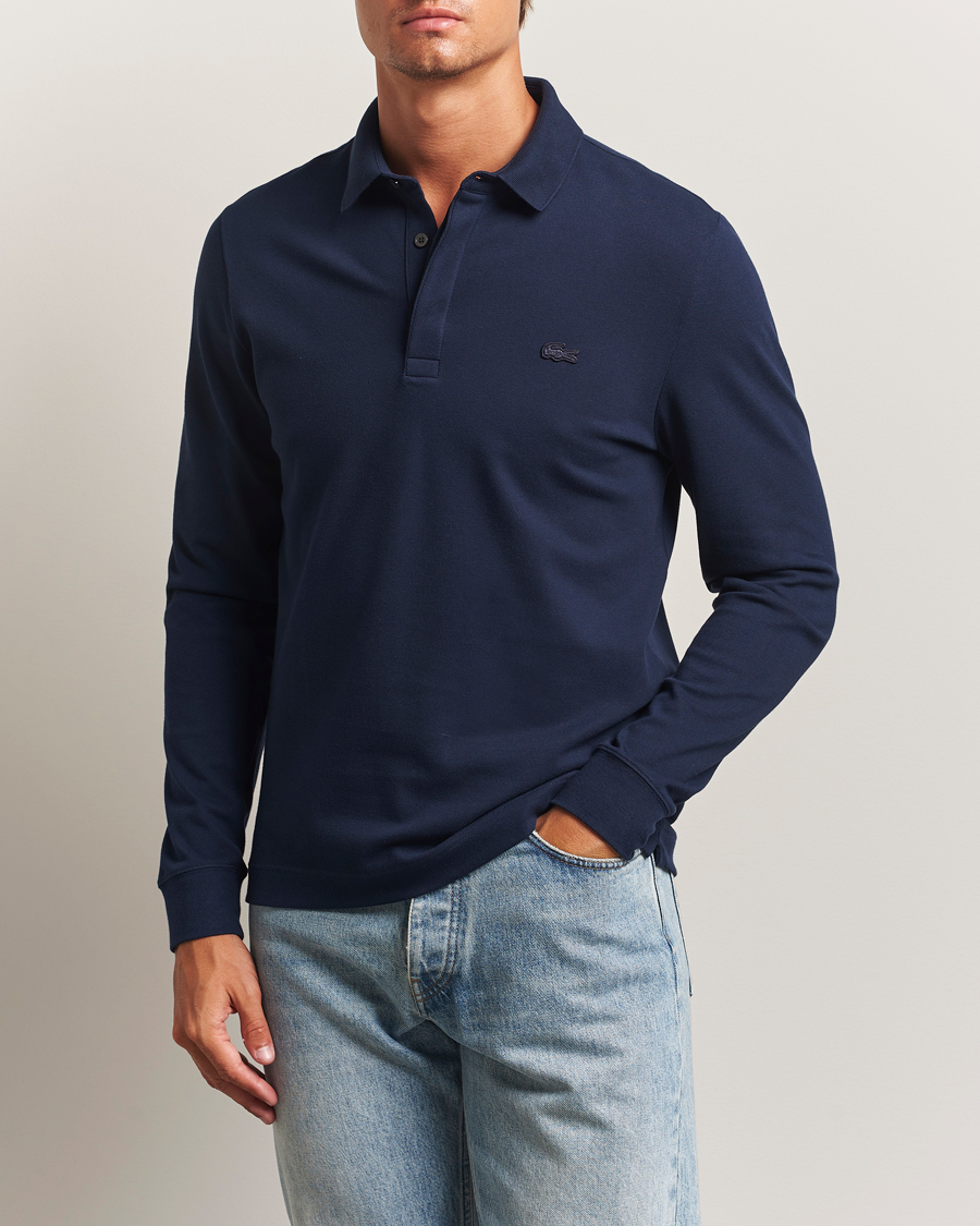 Homme | Polos | Lacoste | Paris Long Sleeve Polo Piké Navy Blue