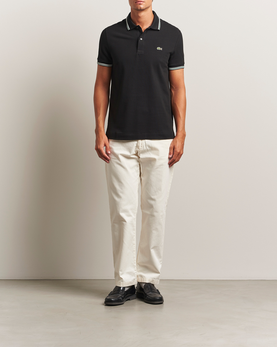 Homme | Polos | Lacoste | Original Stripe Collar Polo Piké Black